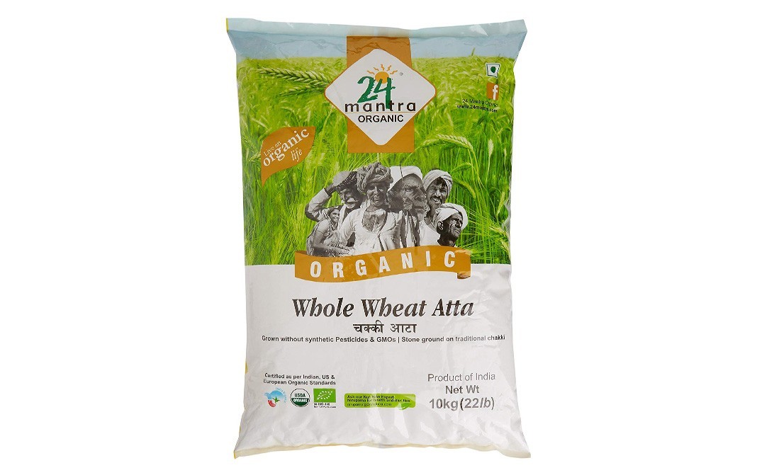 24 Mantra Organic Whole Wheat Atta    Pack  10 kilogram